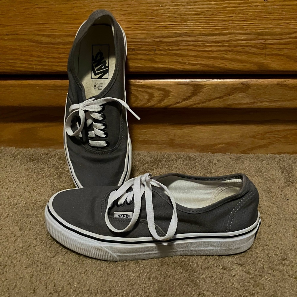 Vans Charcoal Canvas Shoes with White Accents